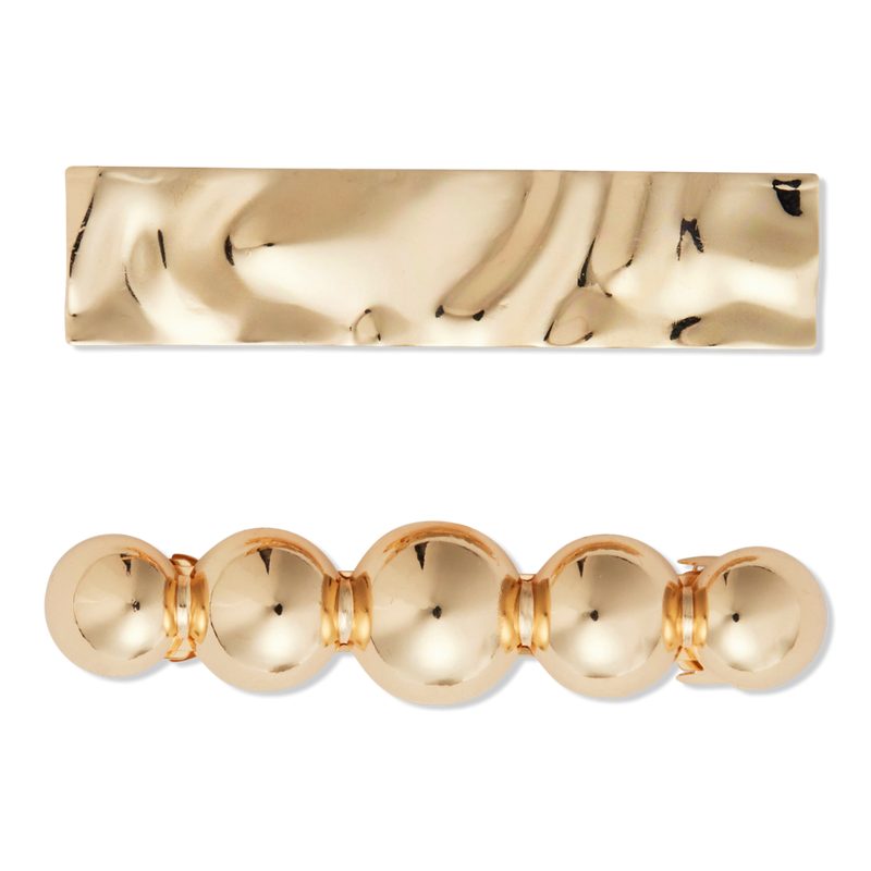 Metal Abstract Barrettes 2 Piece Set