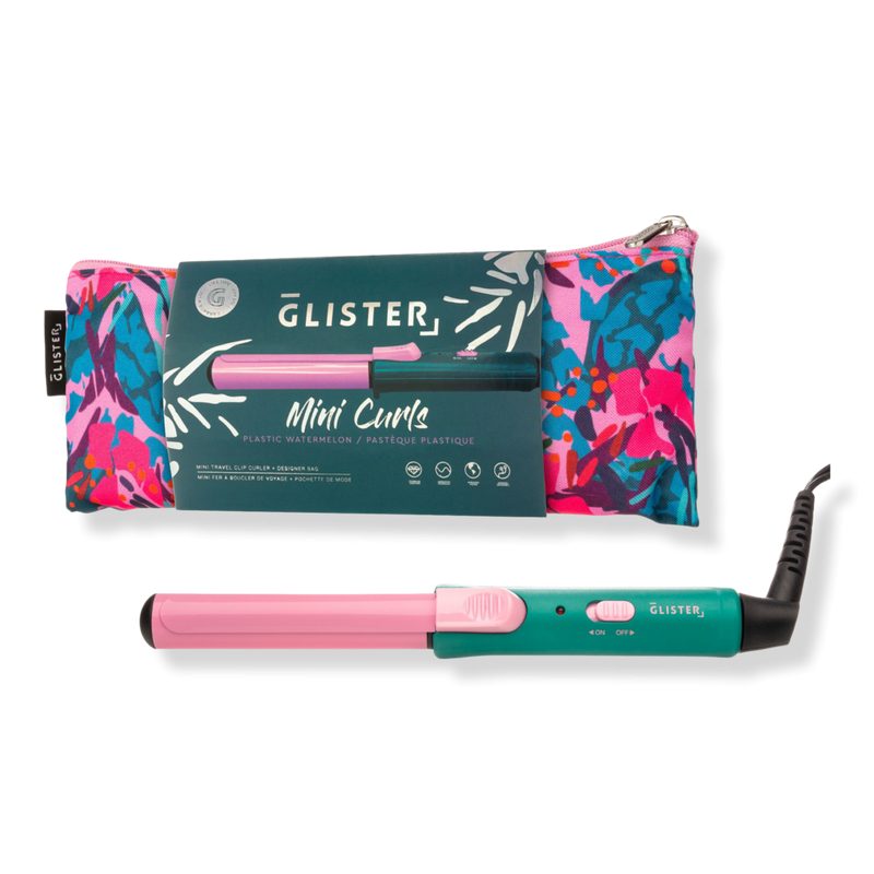 "Mini Curls" Black Tourmaline Gem Travel Clip Curler with Pouch - Green