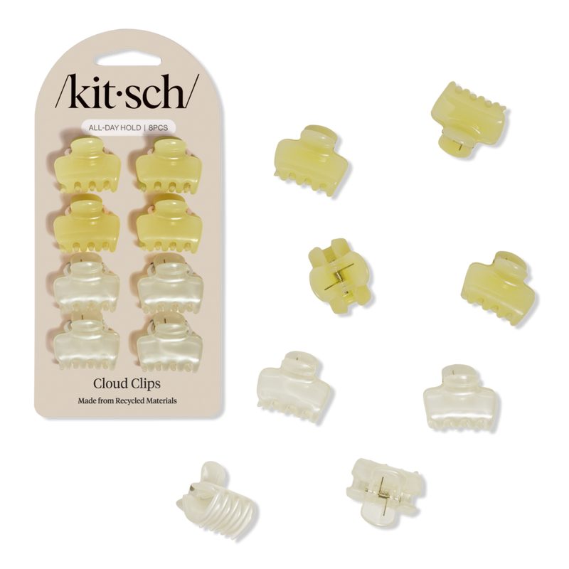 Mini Jelly Cloud Clips Set - Pearlized Cream & Butter Yellow