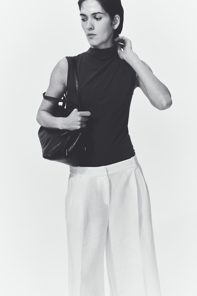Modal-Blend Mock Turtleneck Top