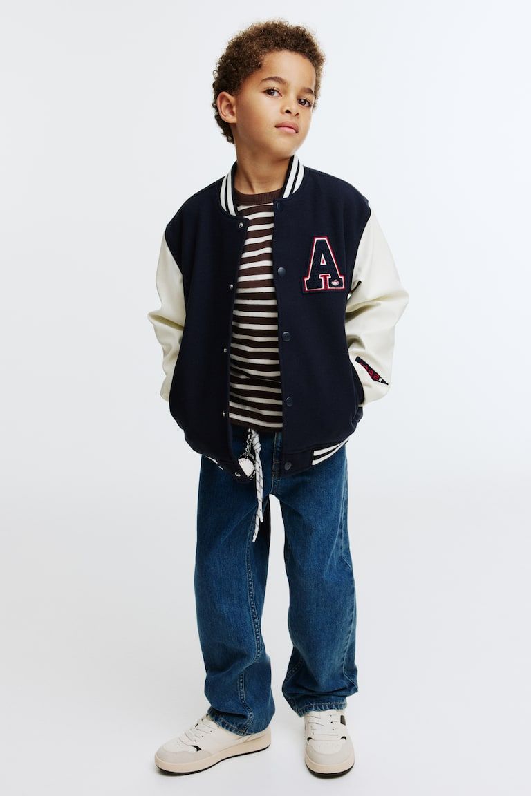 Motif-Detail Baseball Jacket