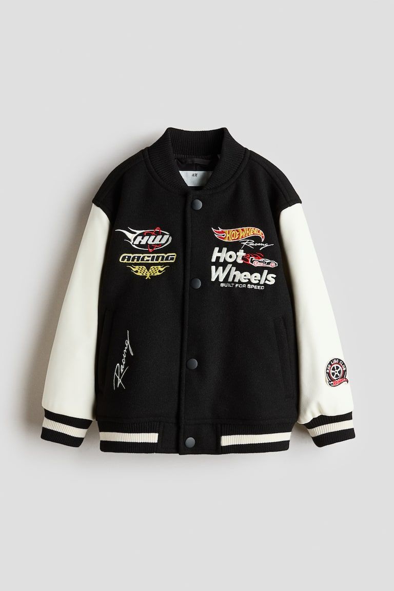Motif-Detail Baseball Jacket