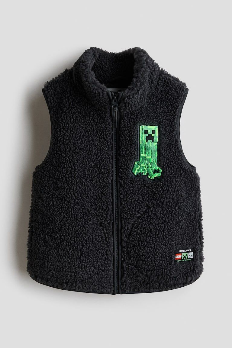Motif-Detail Teddy Fleece Vest