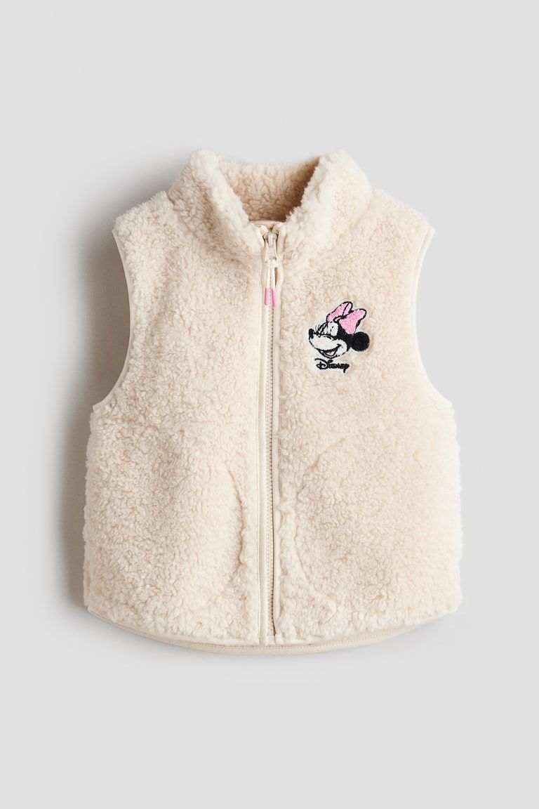 Motif-Detail Teddy Fleece Vest