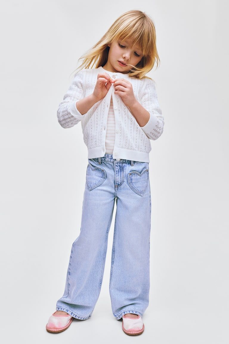 Motif-Detail Wide-Leg Jeans