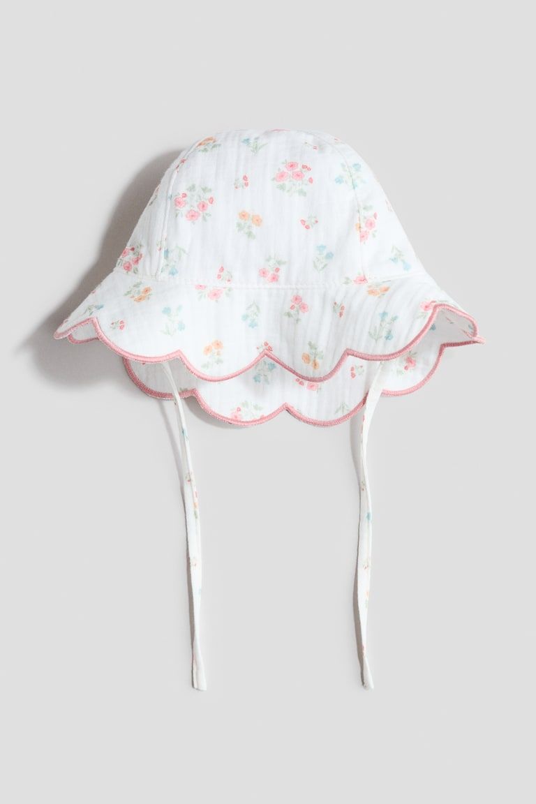 Muslin Sun Hat with Embroidery