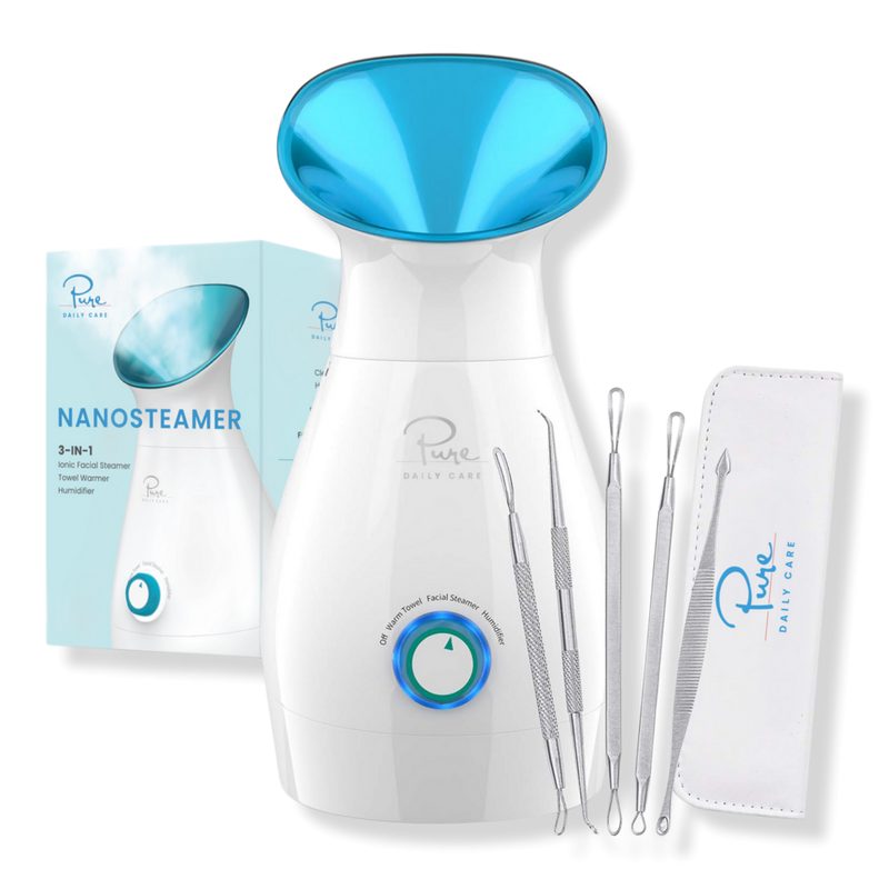 Nano Steamer 3-in-1 Facial Steamer, Humidifier, Towel Warmer with 5-Piece Skin Kit - Teal