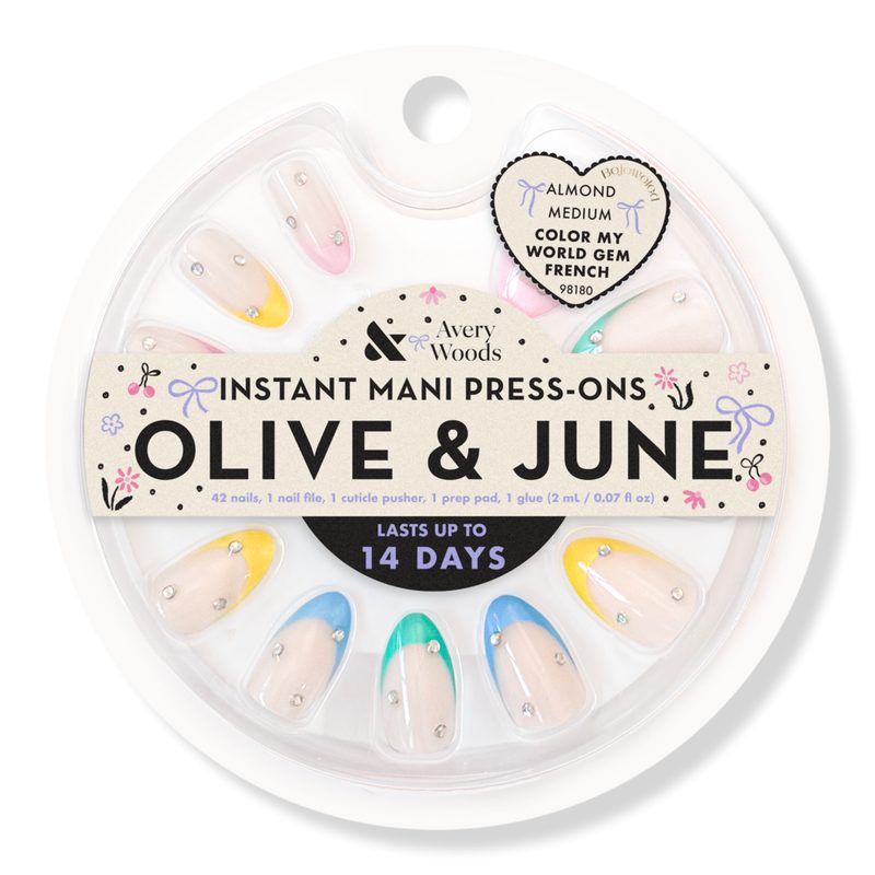 Olive & June x Avery Woods Instant Mani Press-Ons Collection - Color My World Gem French