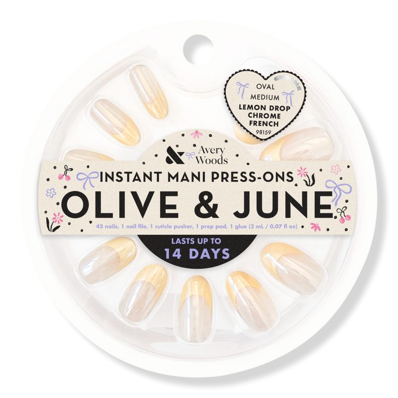 Olive & June x Avery Woods Instant Mani Press-Ons Collection - Lemon Drop Chrome French