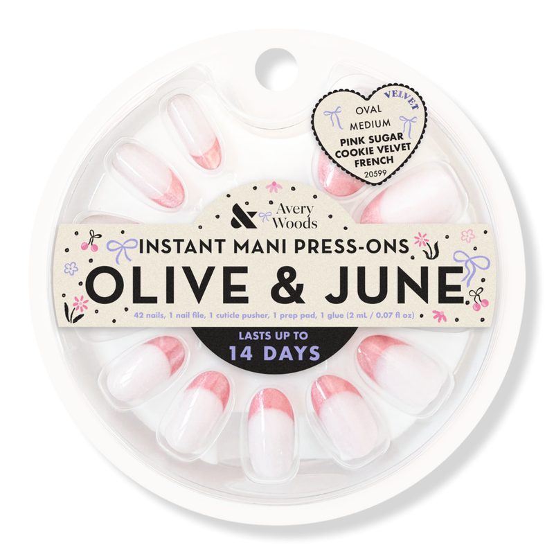 Olive & June x Avery Woods Instant Mani Press-Ons Collection - Pink Sugar Cookie Velvet French