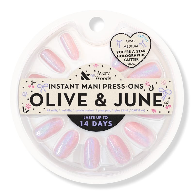 Olive & June x Avery Woods Instant Mani Press-Ons Collection - You’re a Star Holographic Glitter