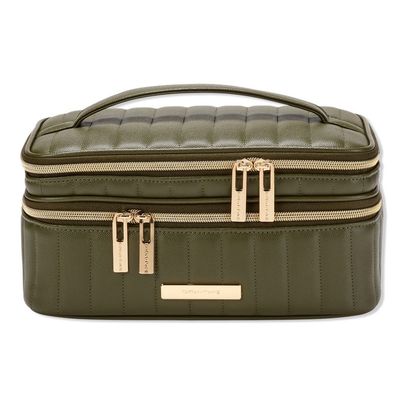 Olive Train Case With Mirror