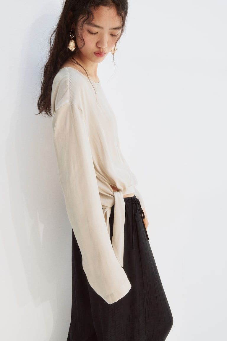 One-Shoulder Tie-Detail Top