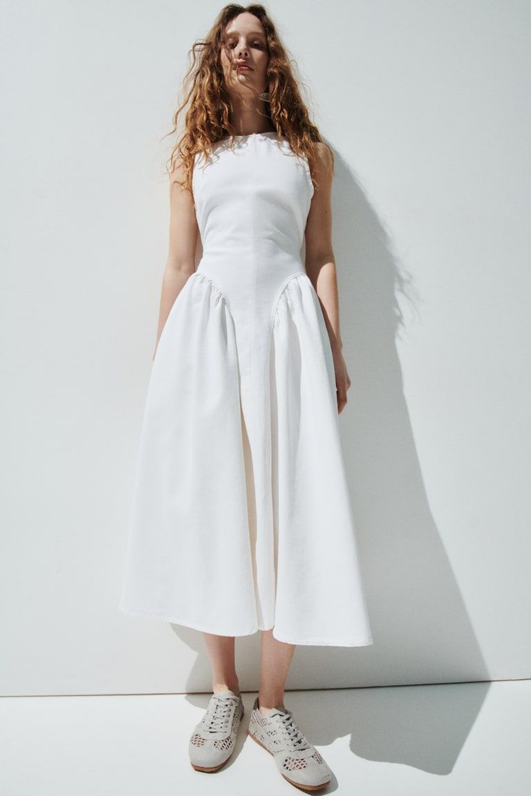 Open-Back Denim Dress