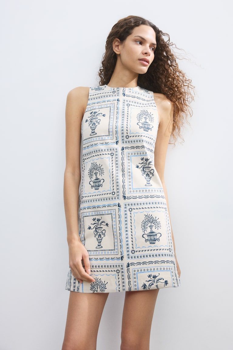 Open-Back Twill Dress