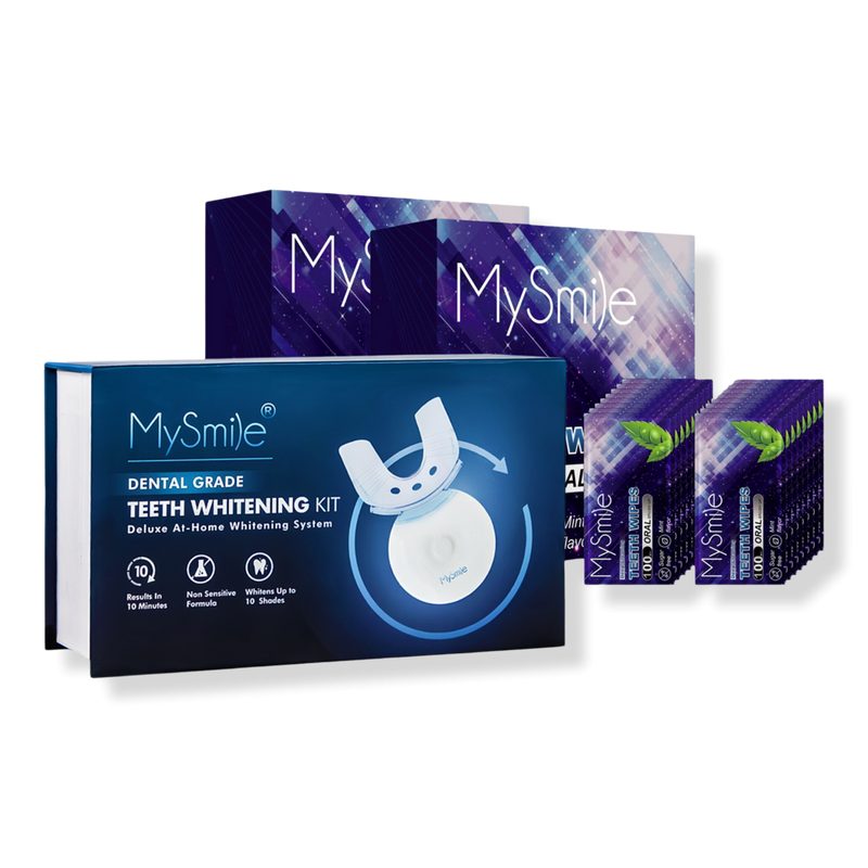 Original Teeth Whitening Kit With Teeth Wipes Double Pack - 5 LED Light Kit With Wipes