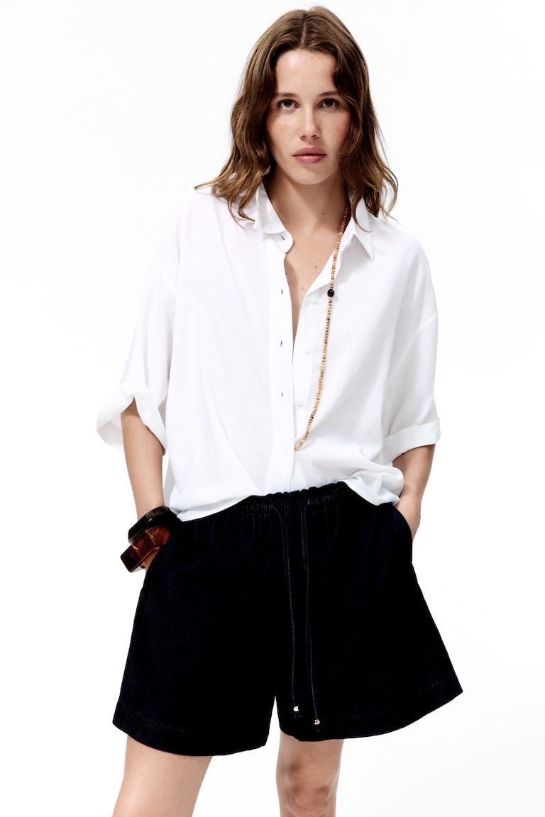 Oversized Linen-Blend Shirt