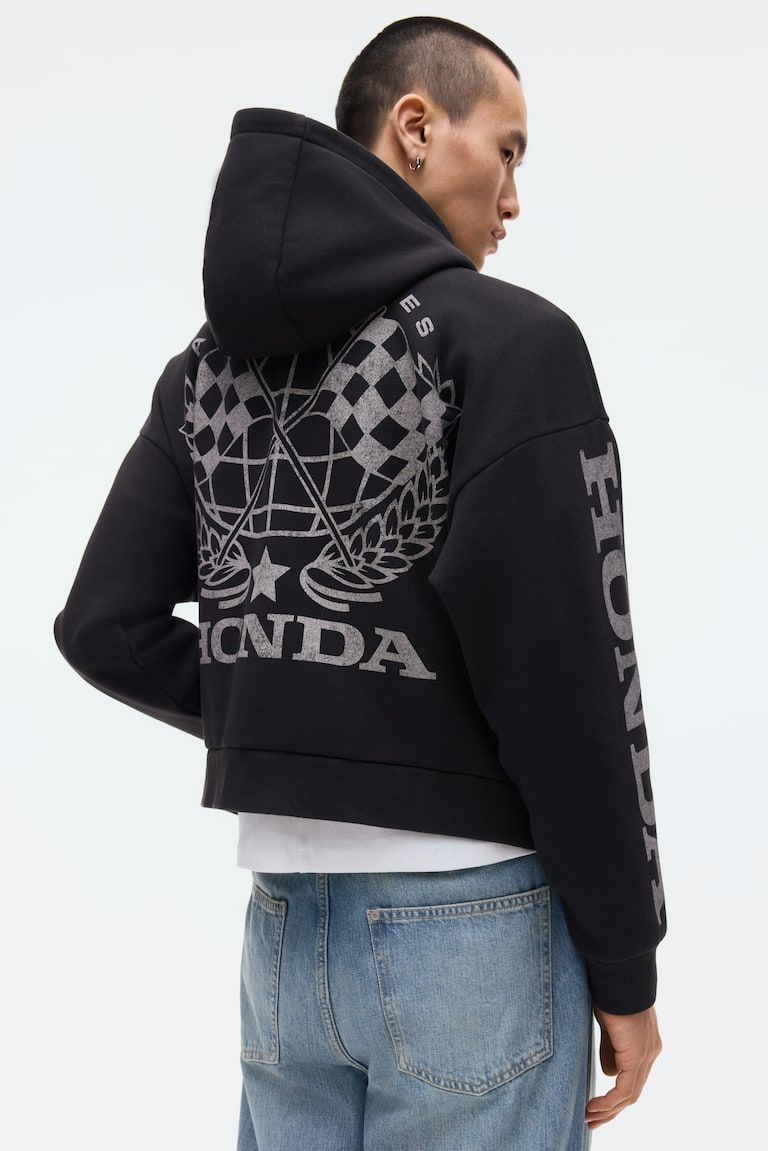 Oversized Printed Hooded Jacket