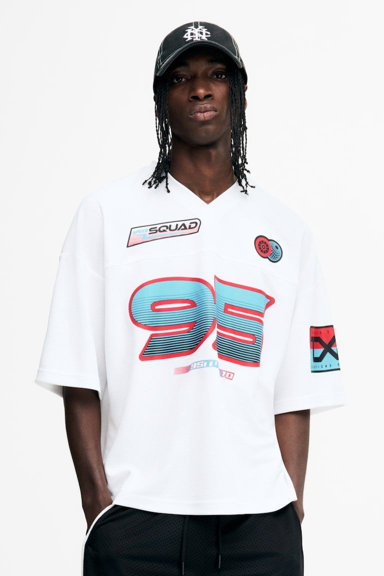 Oversized Printed Mesh T-Shirt
