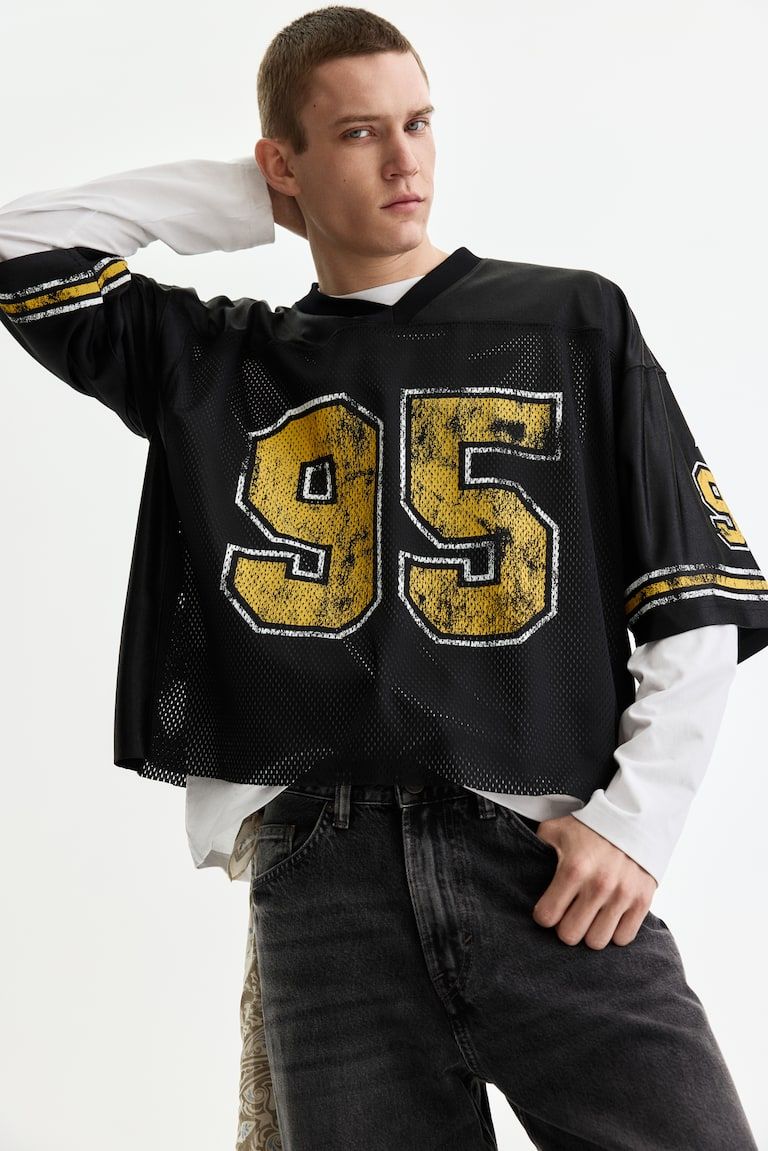 Oversized Printed Mesh T-Shirt