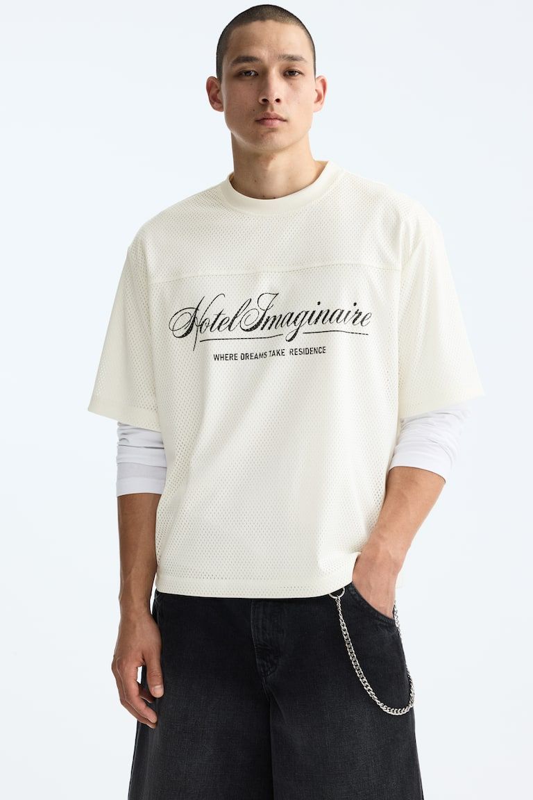 Oversized Printed Mesh T-Shirt