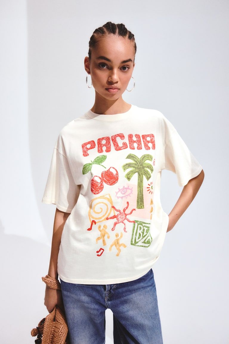 Oversized T-Shirt with Printed Motif