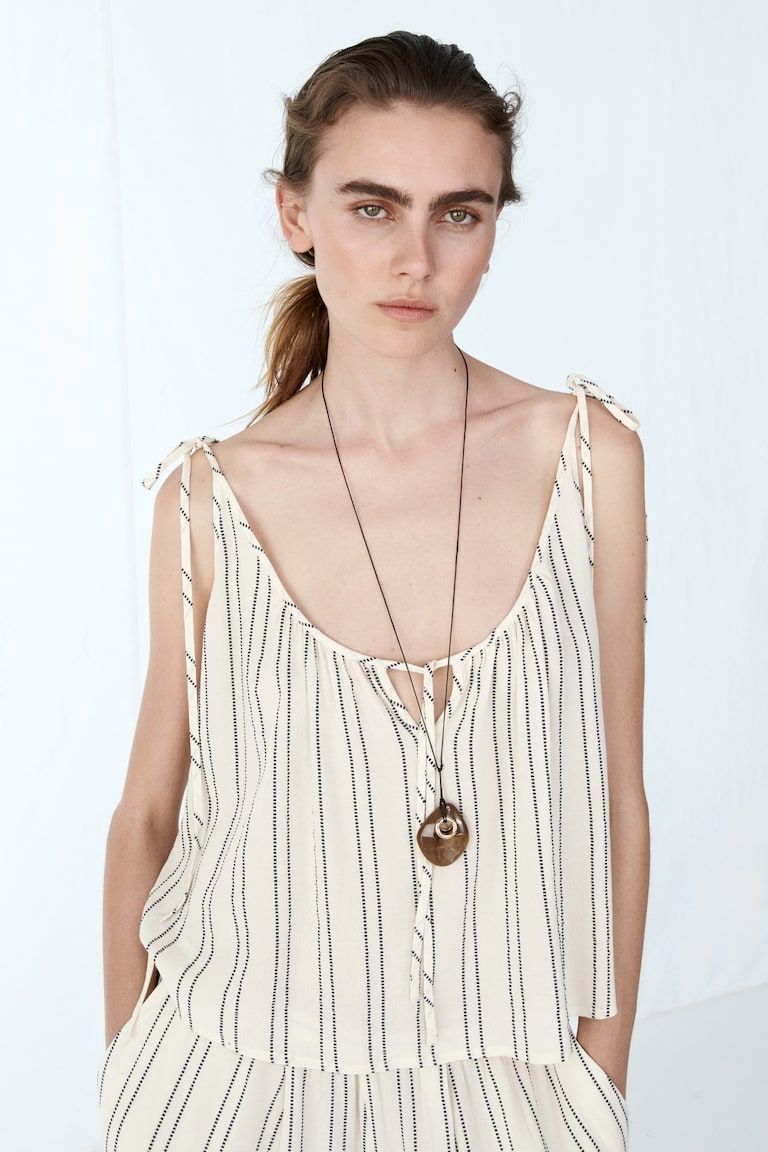 Oversized Top with Tie Shoulder Straps