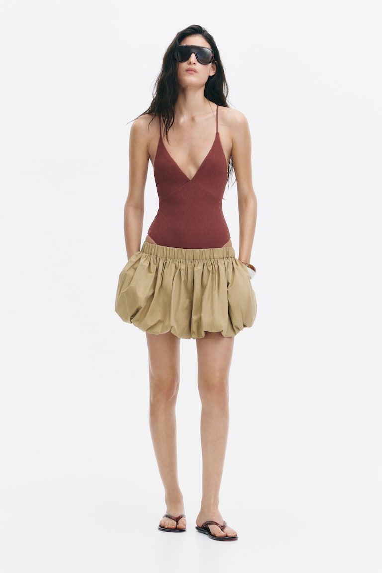 Padded-Cup High-Leg Swimsuit