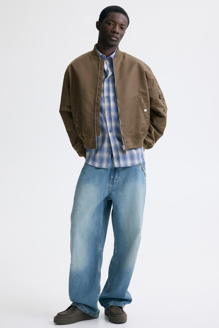 Padded Nylon Bomber Jacket