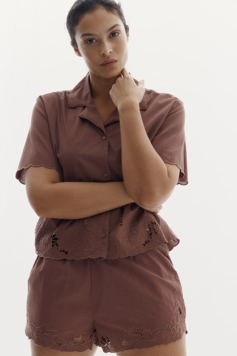 Pajamas with Eyelet Embroidery