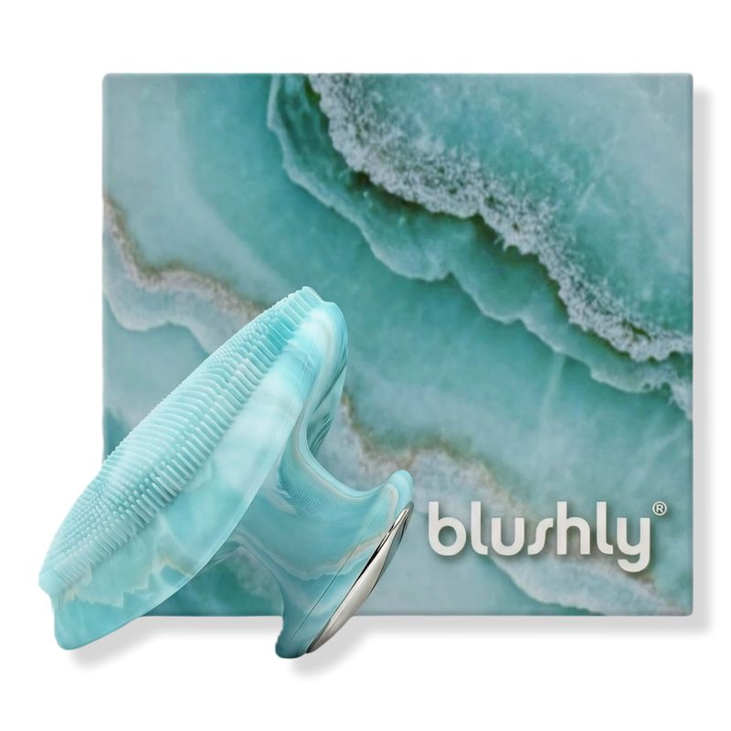 Palm Silicone Sonic Face & Body Brush with Heat - Aqua Marble