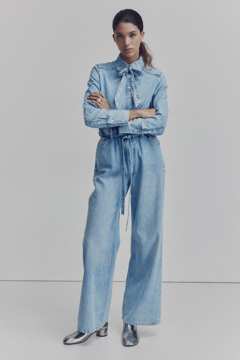 Paper-Bag Jeans with Belt