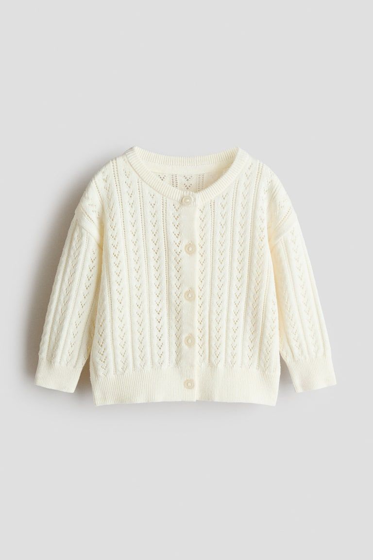 Pattern-knit Cotton Cardigan