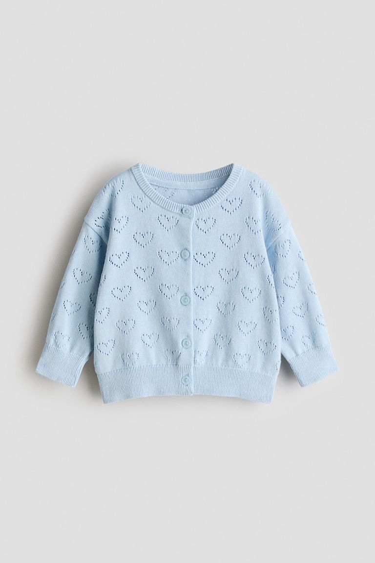 Pattern-knit Cotton Cardigan