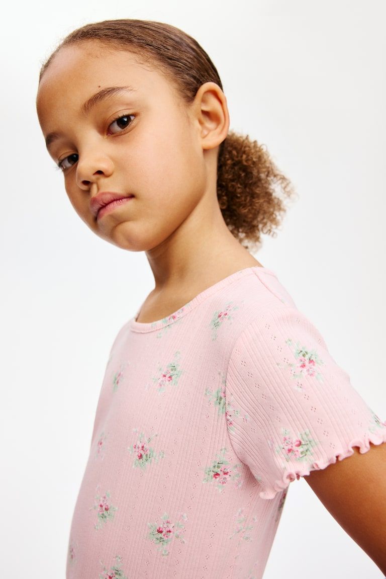 Patterned Pointelle Jersey T-Shirt