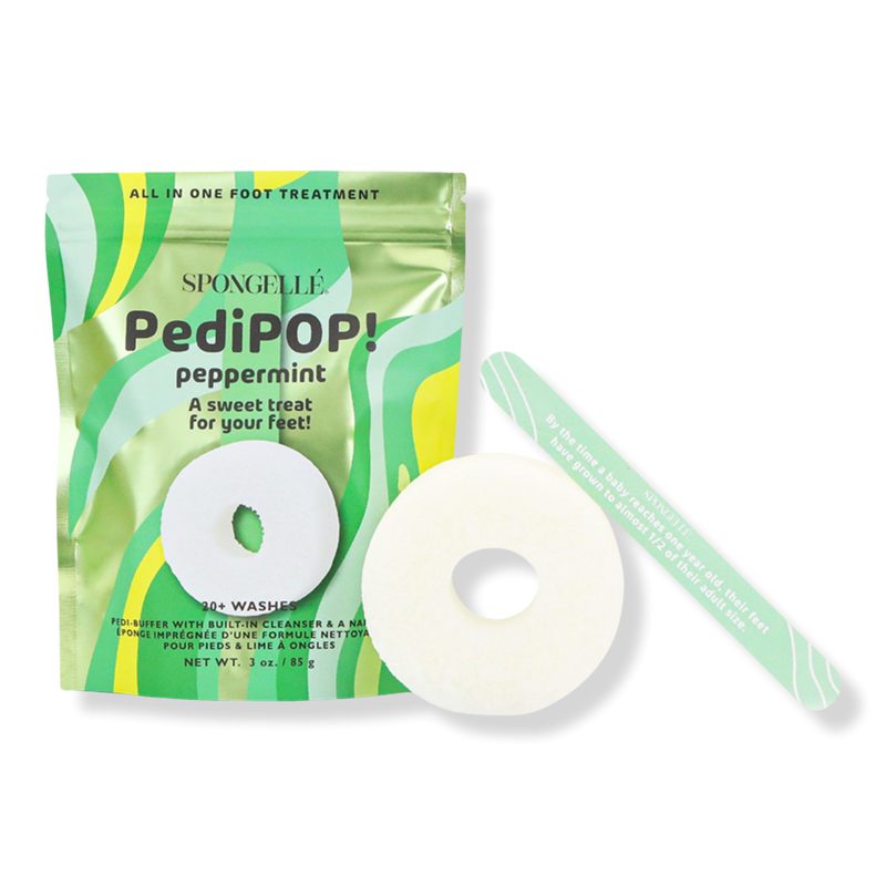 PediPOP! Cotton Candy Pedi Buffer & Nail File Body Wash Infused Exfoliating Foot Scrub - Peppermint
