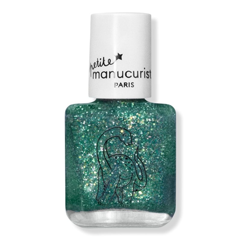 Petite Kids Nail Polish, Washable & Kid-Friendly - Marius the Diplodocus (a sparkling forest-green)