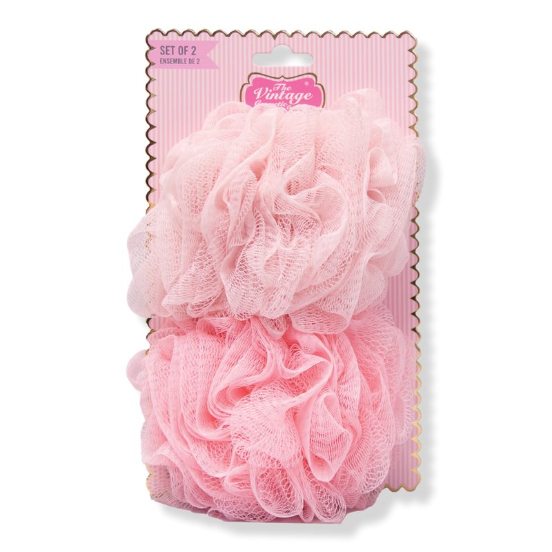 Pink Exfoliating Bath & Shower Pouf Sponges Set