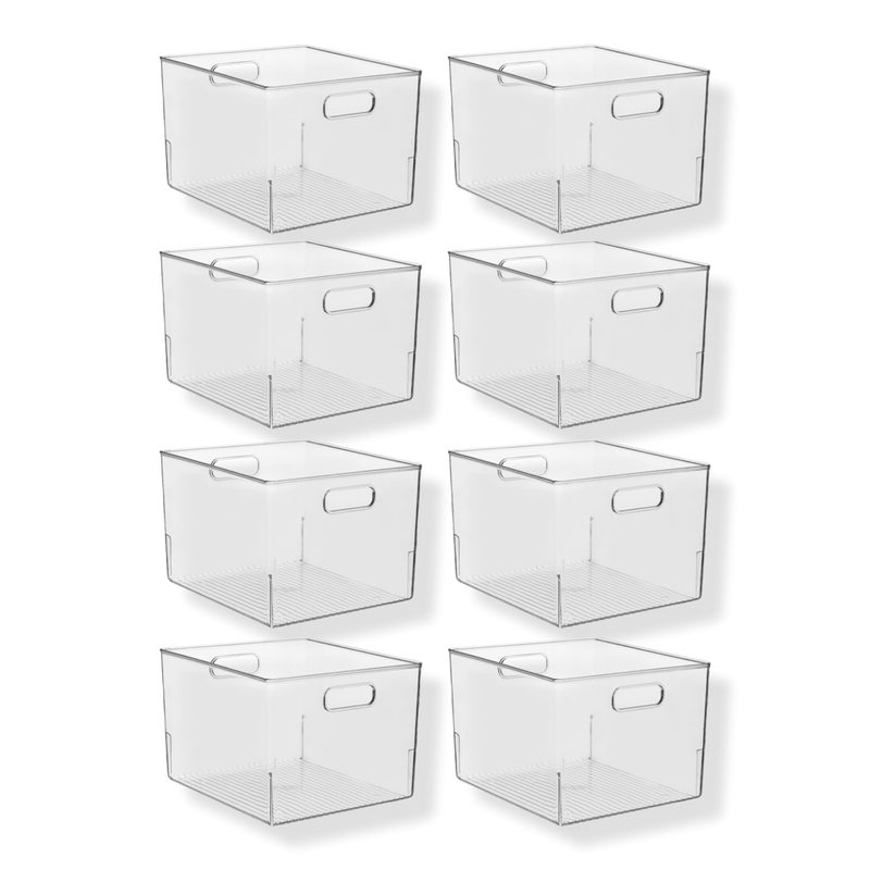Plastic Storage Bin with Handles - 8 ct