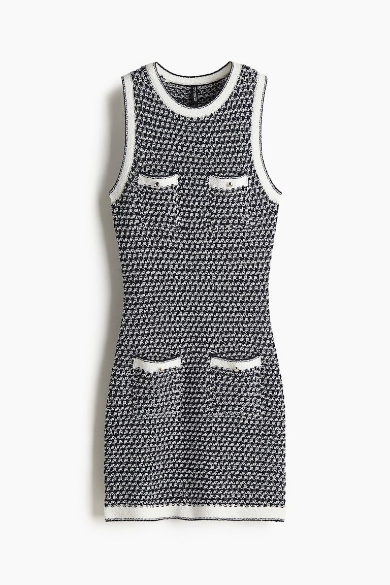 Pocket-Detail Textured-Knit Dress