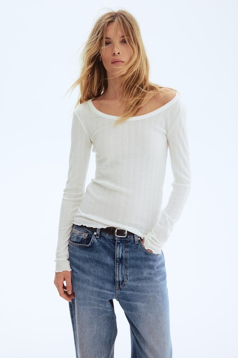 Pointelle Jersey Top