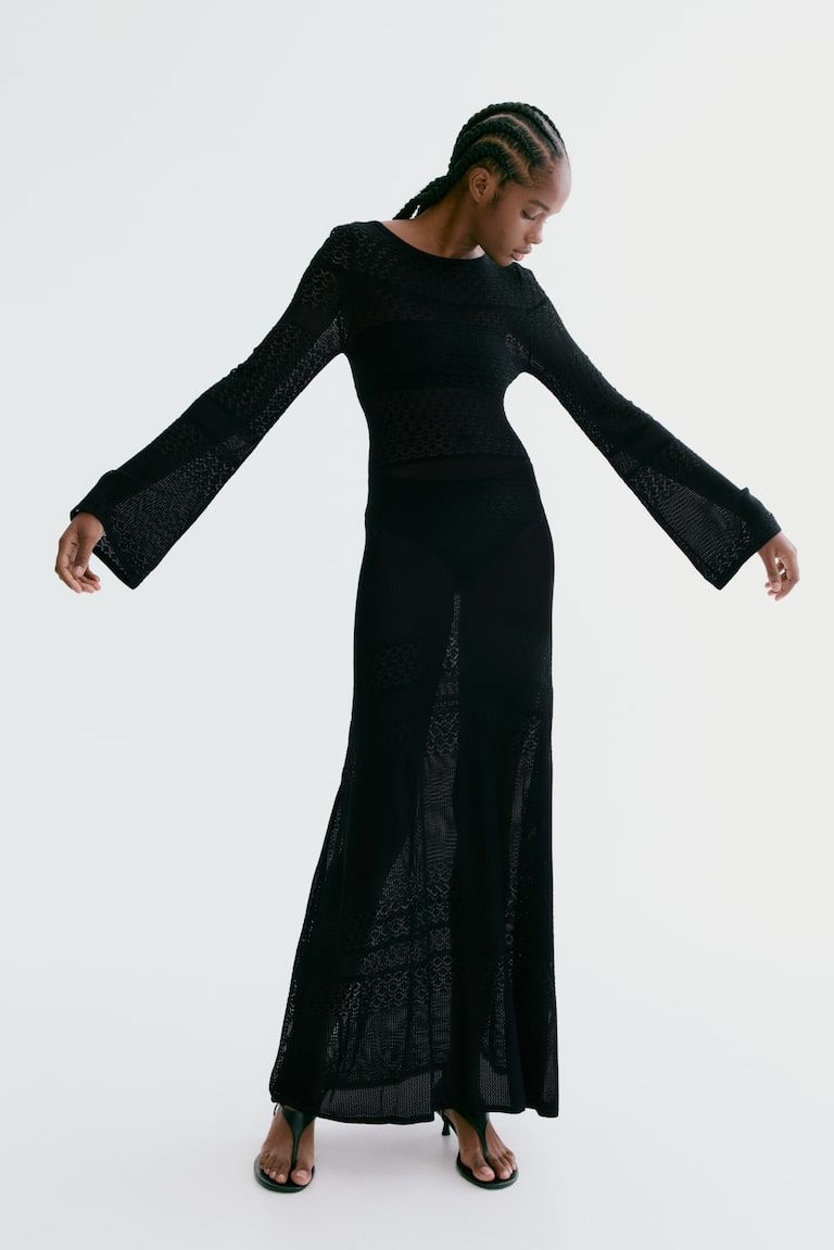 Pointelle-Knit Maxi Dress