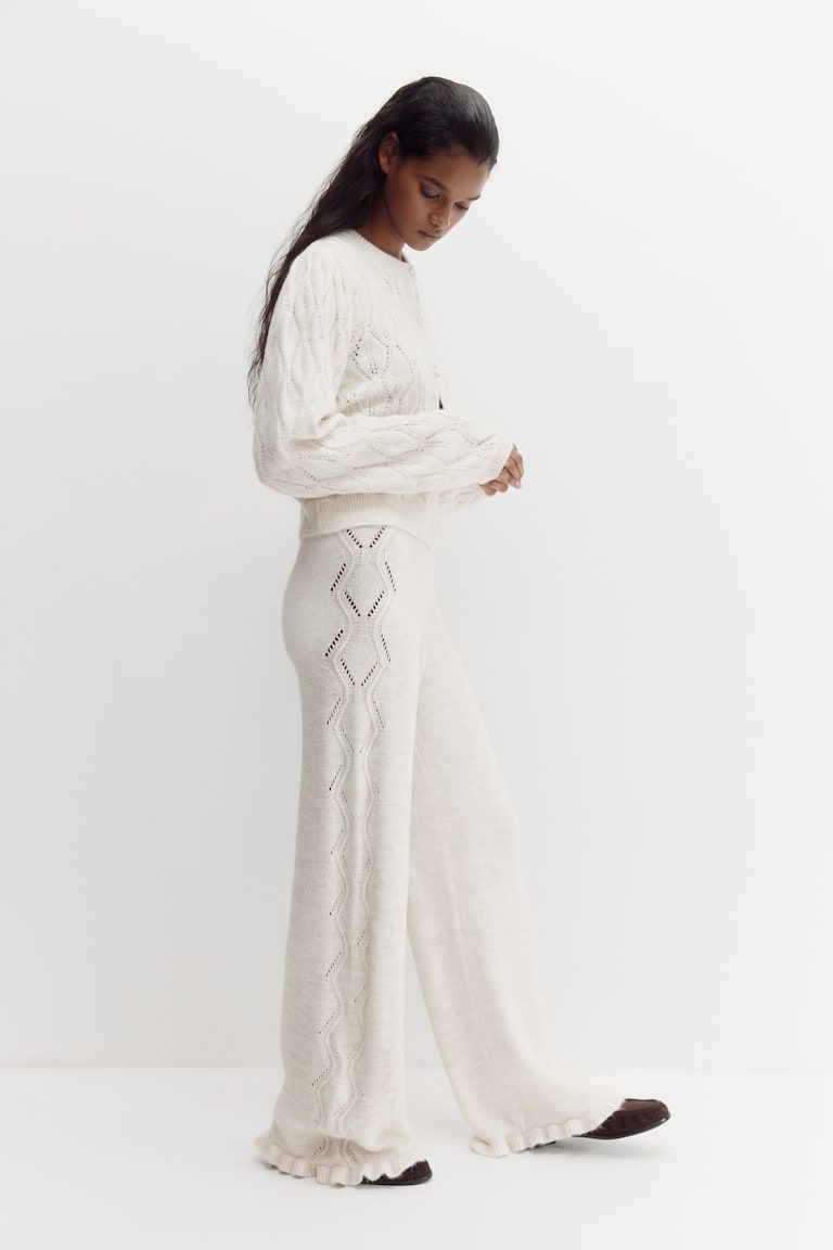 Pointelle-Knit Pants