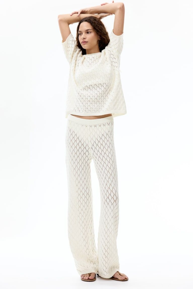 Pointelle-Knit Pants