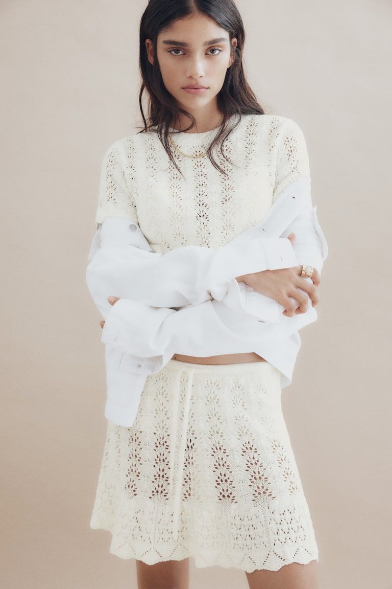 Pointelle-Knit Skirt