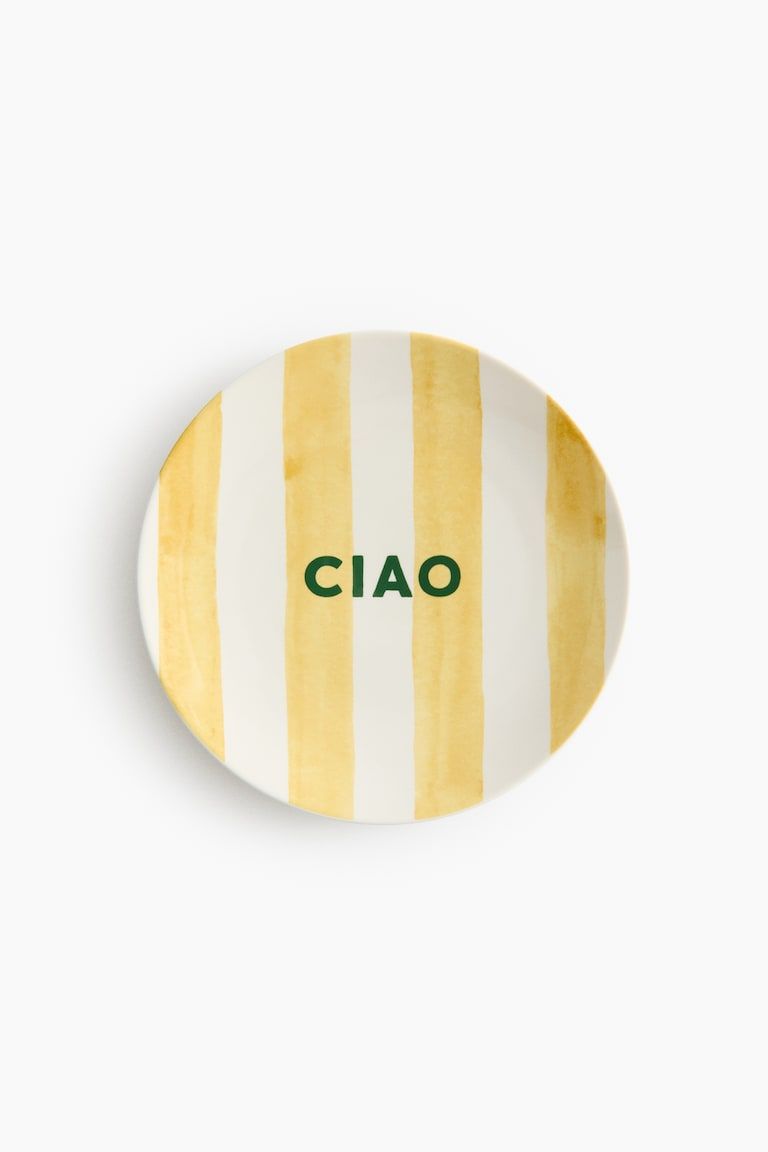 Porcelain Medium Plate with Text Motif