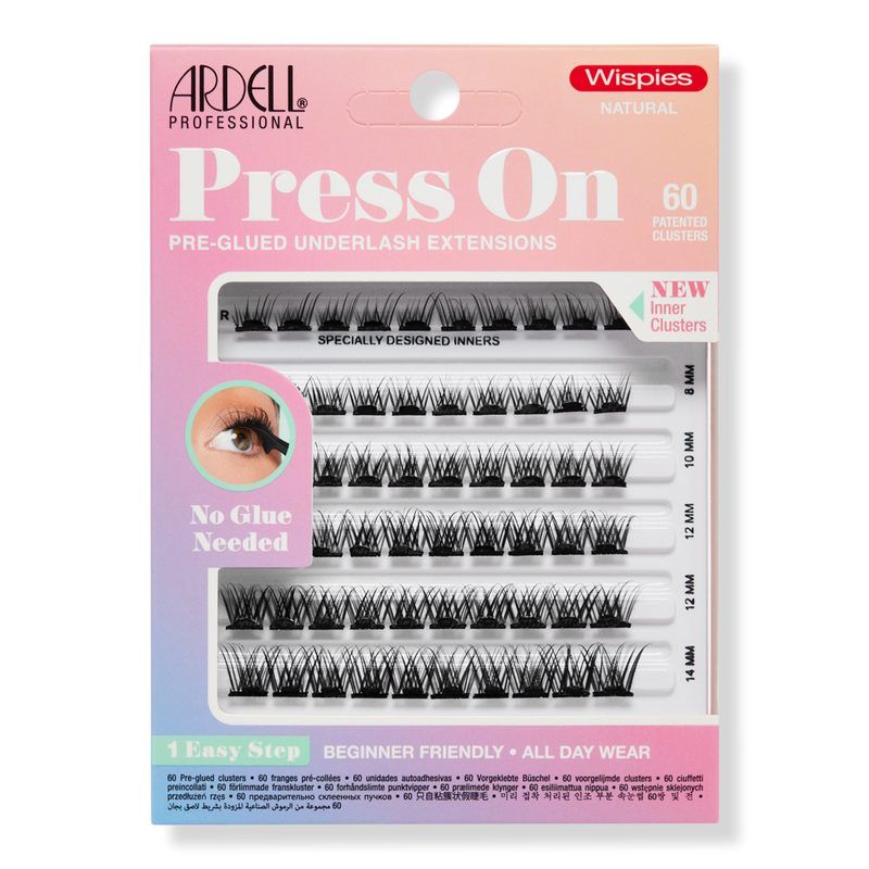 Press On Pre-glued Underlash Extensions, Wispies Natural