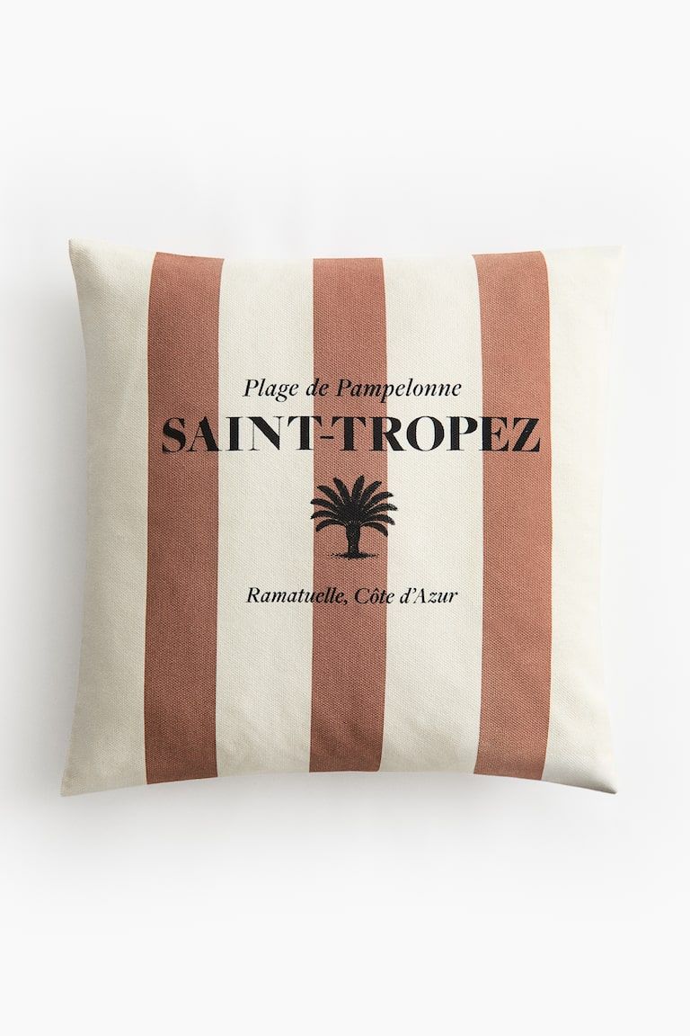Print-Motif Canvas Cushion Cover