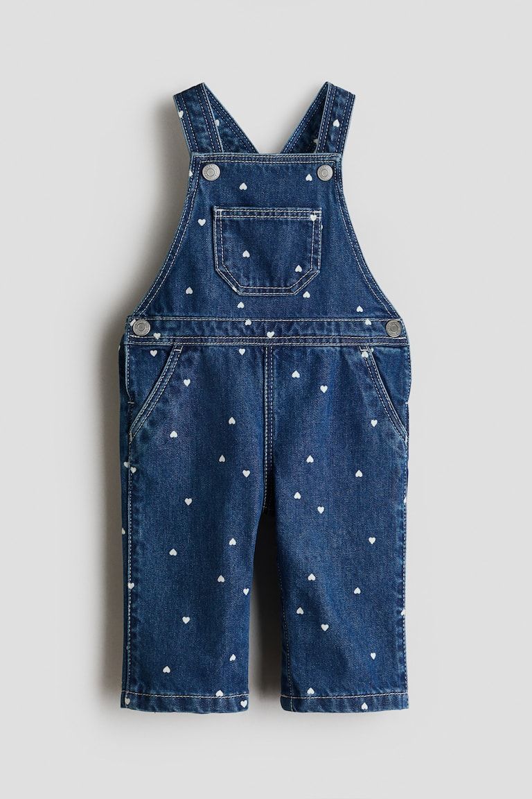Printed Denim Overalls