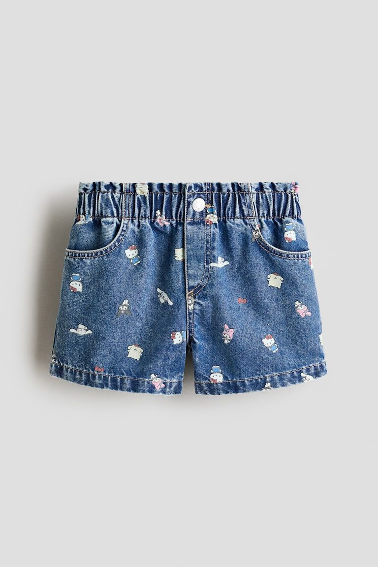 Printed Denim Shorts